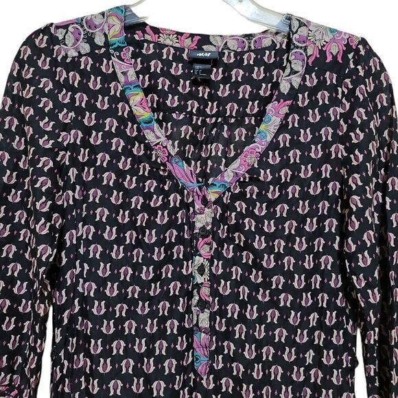 H and M  Black Multicolored Dress Sz  8 - Picture 5 of 10
